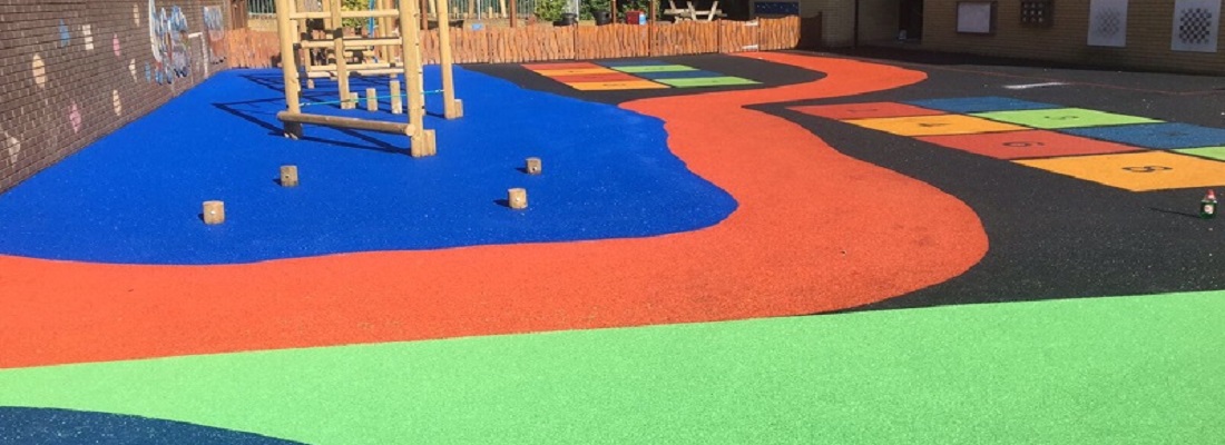 Wetpour playground surfacing installed by Soft Surfaces in Glasgow