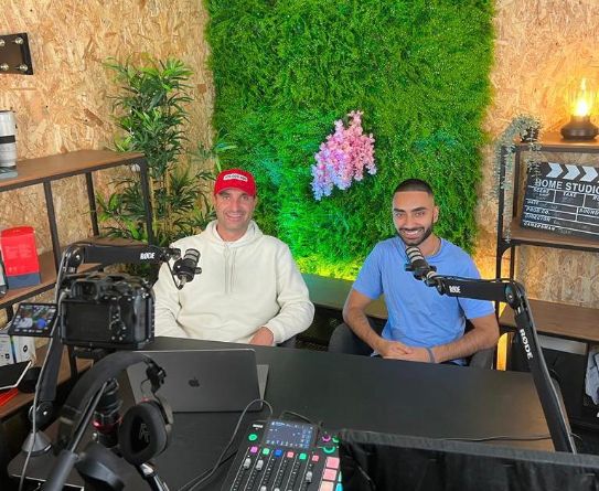 James Dooley recording an SEO podcast with Kasra Dash